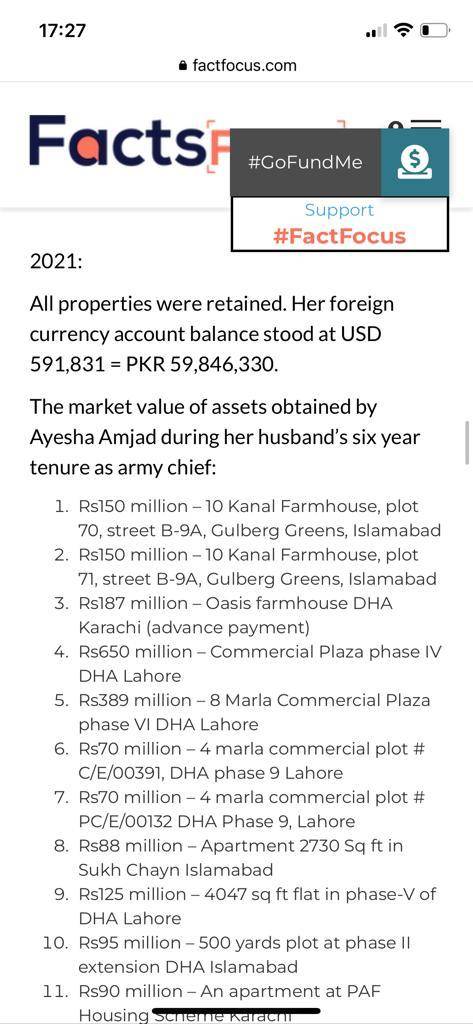 Fact Focus Exposes Bajwa’s Family Wealth But Apparently Pakistan Isn't Supposed To Know