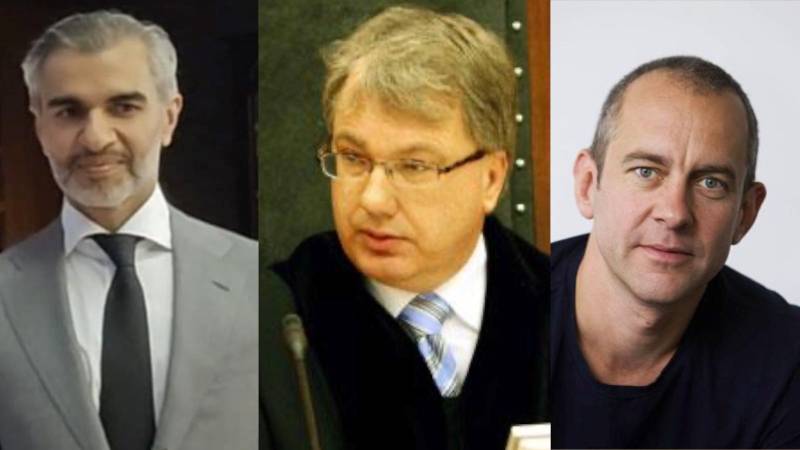 Umar Farooq Zahoor (left), the convicted judge judge Arild Nesdal and the right-wing Verdens Gang reporter Rolf&nbsp;John&nbsp;Wideroe.
